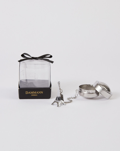 Infusor de té de fantasía de Dammann Frères con una mini Torre Eiffel