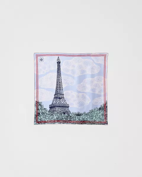 Carré 67x67cm Jour Soie Bleu - Boutique tour Eiffel