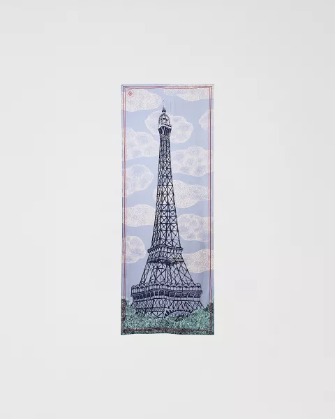 Etole 67x180 cm Jour Laine et Soie Bleu - tour Eiffel