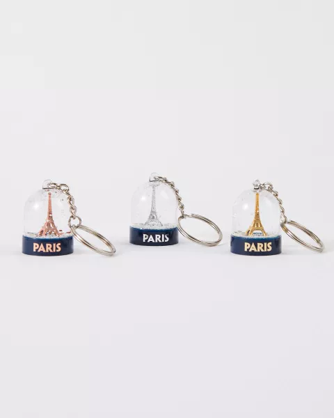 Keychain Snow Globe with Copper Eiffel Tower
